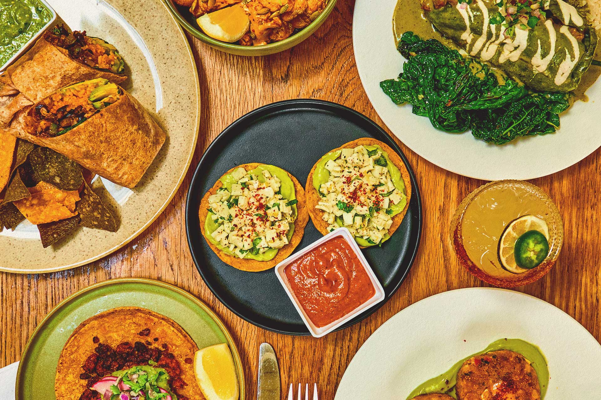 Assorted vegan Mexican dishes at Gracias Madre West Hollywood