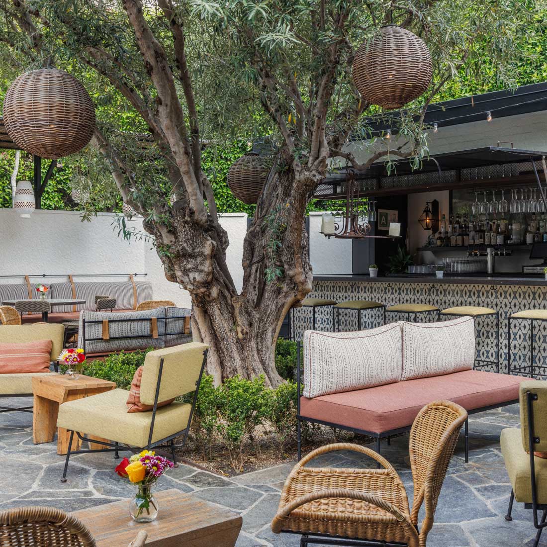 Semi-private half patio event space